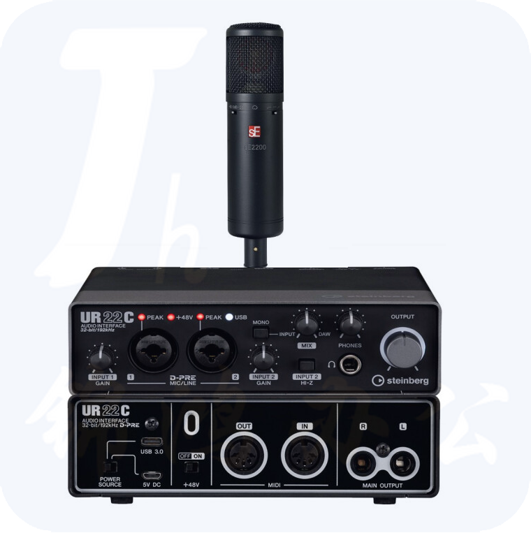 雅马哈（YAMAHA） 录音声卡UR22C 专业录音配音  UR22C搭配SE 2200话筒套装 货号：JC