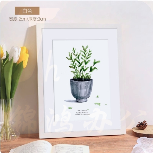 实木相框  A3挂墙29.7*42cm 白色  货号：LJ