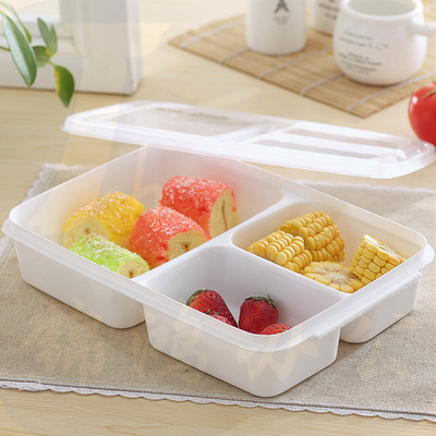 巨联 三格饭盒微波炉便当盒子 塑料密封盒大容量保鲜盒 HXE-133   20个/箱