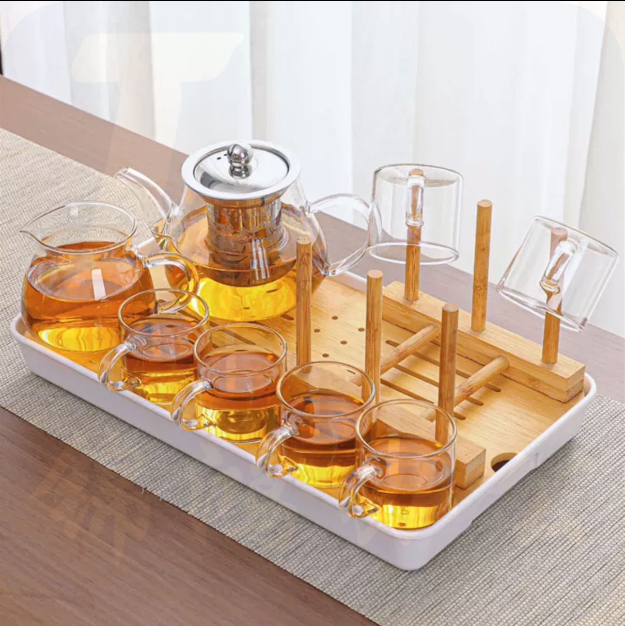 加厚玻璃杯子套装  1壶+6杯  货号：JC