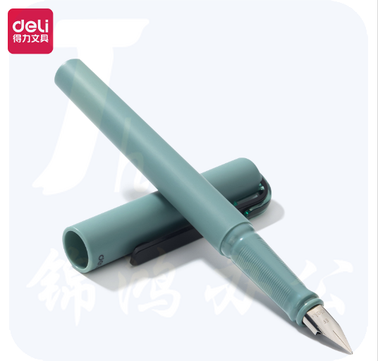 得力（deli）乐素正姿练字钢笔 书写签字墨水笔EF明尖(草木绿)()A952