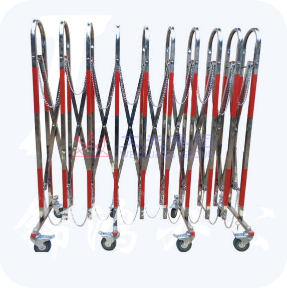 围挡安全护栏 不锈钢伸缩围栏 2*2方管 0.6mm实厚 高约1.7米 拉开长度约4米  货号：HXE