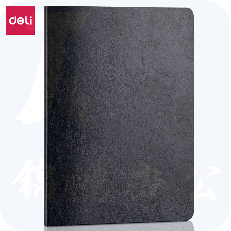 得力(deli) 25K80张商务经典皮面本 软面贴芯会议记事本日记本笔205mm*143mm 黑色7995