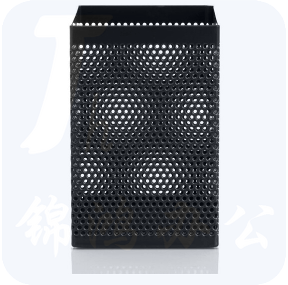 得力908笔筒 金属网纹方形笔筒 黑色方形笔筒71*71*109mm