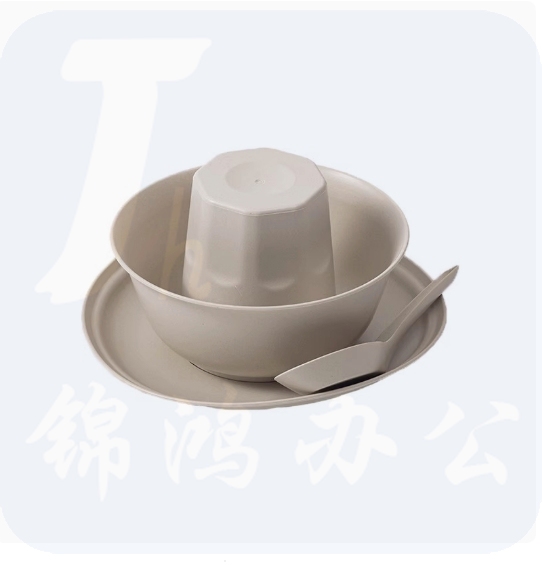 稻壳一次性餐具 原色260ml稻壳碗+碟+杯+竹筷   20套起订 货号：LJ