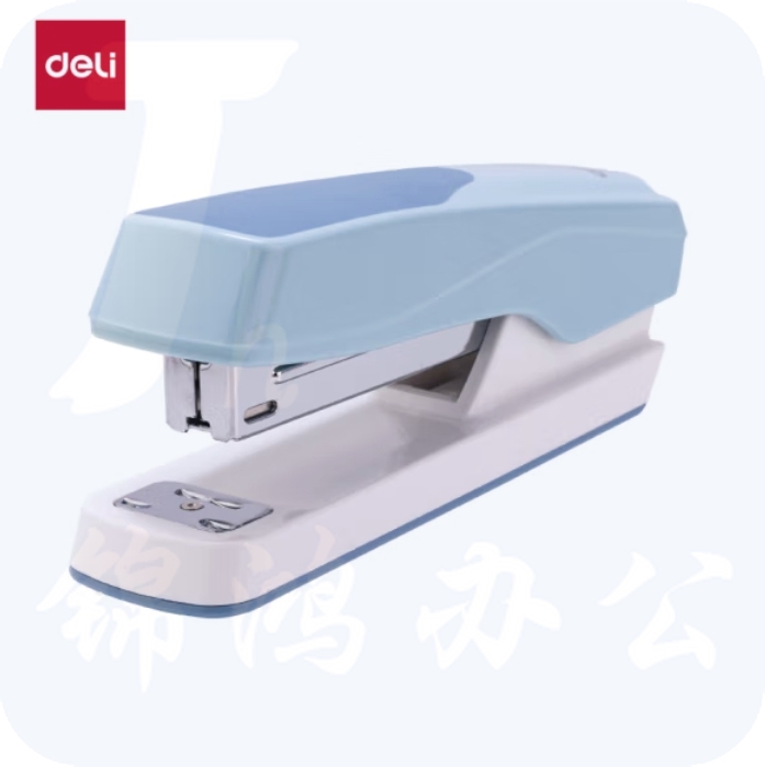 得力（deli）12号订书机加厚20页大号订书器 浅蓝【防滑底座 舒适按压】0427