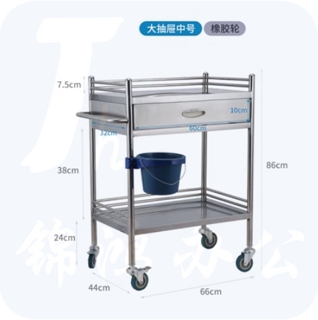 手推车不锈钢护理车治疗车 中号二层(大满抽屉）