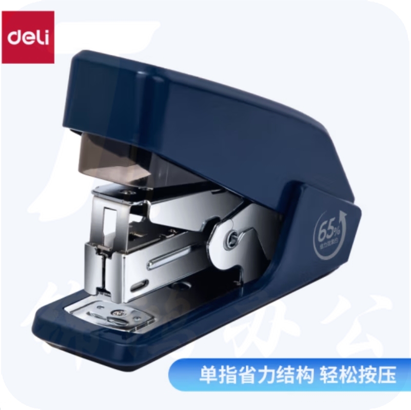 得力(deli)省力结构订书机/订书器 适配12#订书钉 可装50枚钉0466 蓝黑随机