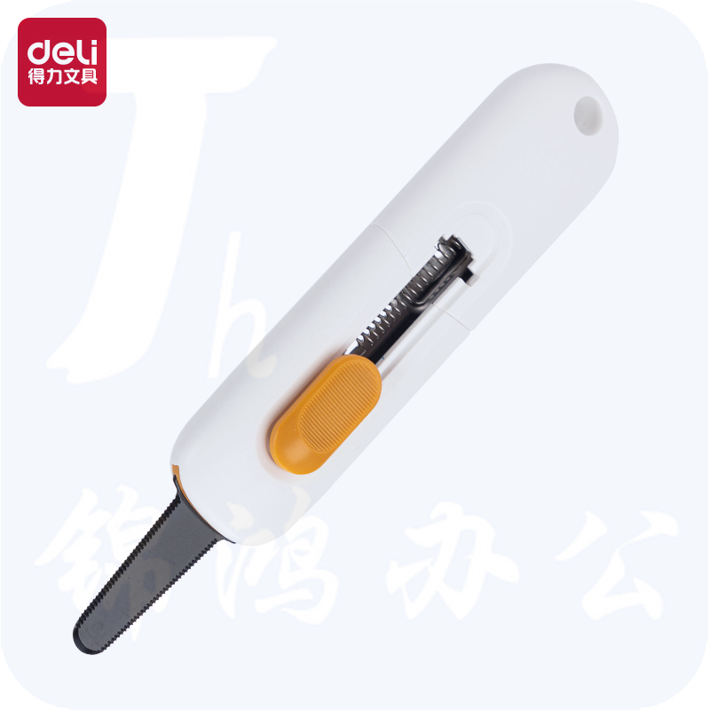 得力(deli)自动锁定开箱刀 便携美工刀 可锯可割TD700 白