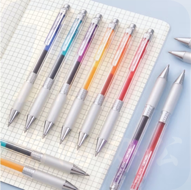 得力（deli） 彩色中性笔按动多色中性笔套装 0.5mm子弹头(6色) A123