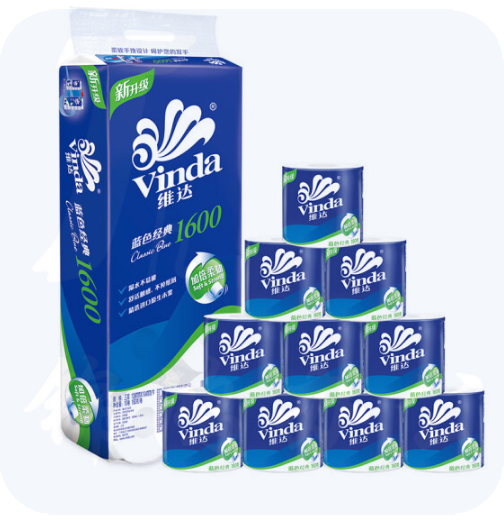 维达V4068卷纸3层160g 10卷一提 蓝色经典