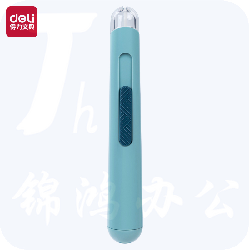 得力(deli)笔型陶瓷美工刀 可插笔筒 圆角安全刀头 便携裁纸刀 蓝色TD261