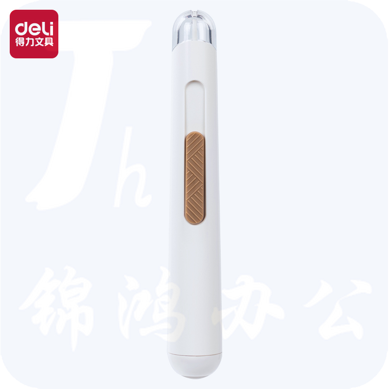 得力(deli)笔型陶瓷美工刀 可插笔筒 圆角安全刀头 便携裁纸刀 白色TD261