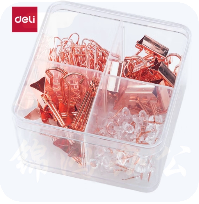 得力(deli)办公用品组合套装(25mm票夹6枚+19mm票夹15枚+29mm回形针100枚+50枚工字钉)78551