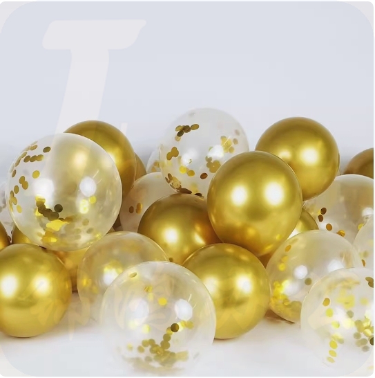 10寸金属金色气球+亮片金   50个/包 货号：LJ