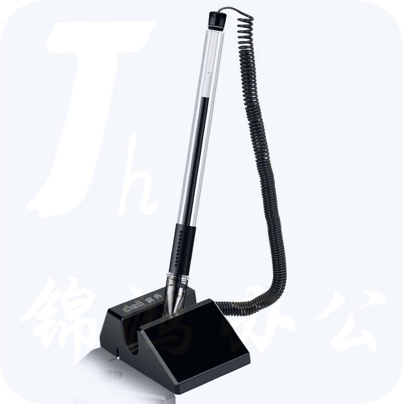 得力0.5mm 黑色商务台笔 桌笔 签字笔桌面写字笔