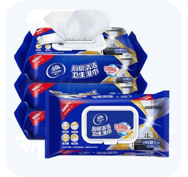 维达 厨房清洁湿巾（40+8）片 48片   货号：LJ