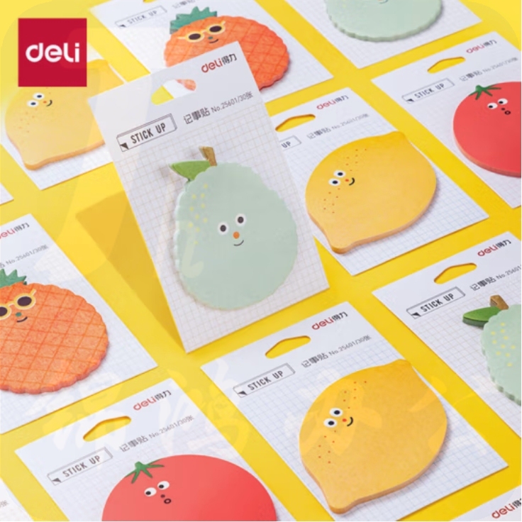 得力(deli)24本720页水果主题记事贴留言纸/便利贴/自粘留言本 25601