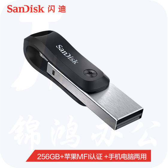 闪迪 256GB Lightning USB3.0 苹果U盘 欢欣i享 读速90MB/s