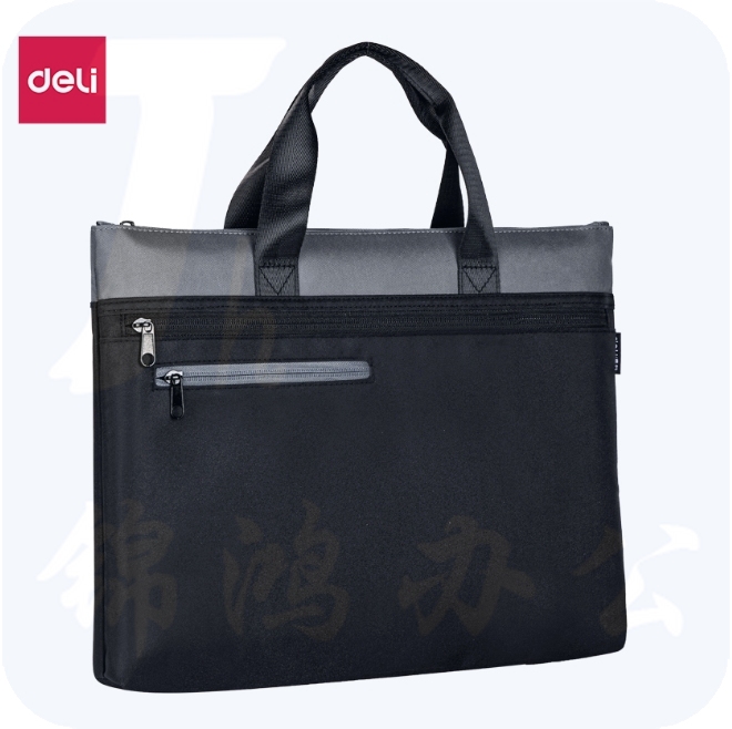 得力（deli）经典手提包牛津布公文包电脑包材质400*290*40mm(灰)BG142
