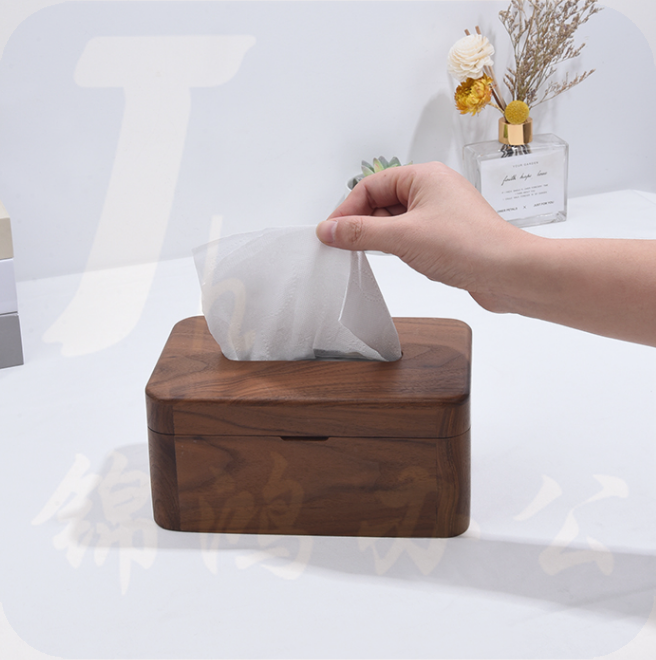 实木纸巾盒 抽纸盒 简约现代纸抽盒   大号 19.5*12.5*9cm  货号：LJ