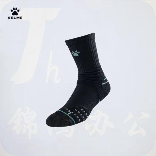 卡尔美（KELME）儿童篮球袜训练比赛加厚包裹透气耐磨防滑袜子 黑色 均码（34-38）