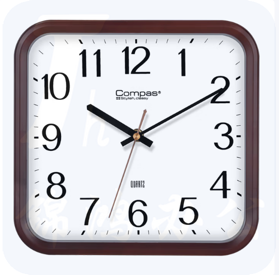 康巴丝  挂钟家用大气方形石英钟办公日历时钟表挂墙卧室壁挂钟表 2548橡木（25*25cm）