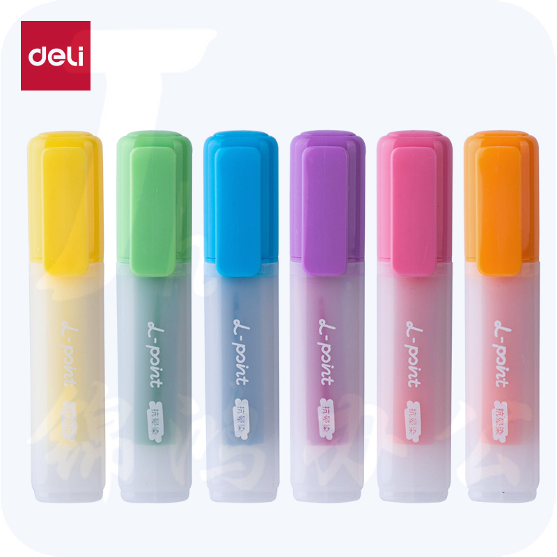 得力  SK628抗晕染荧光笔缤纷色系 混色 6支/盒