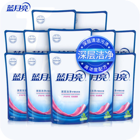 蓝月亮500g*12袋 深层洁净护理洗衣液袋装 自然清香补充装新老包装随机